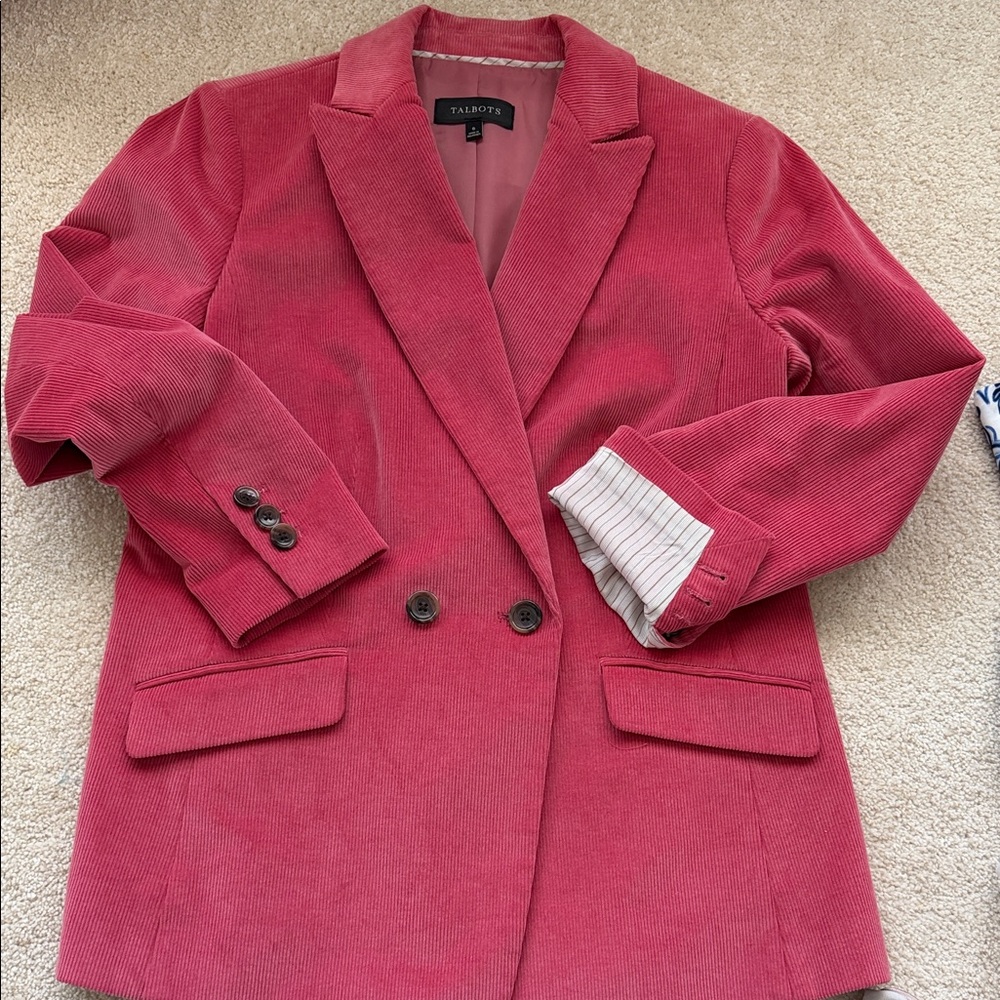 Talbots Women's Salmon Pink Corduroy Blazer